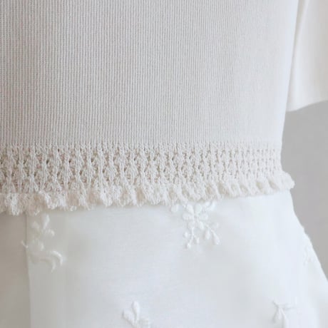 花柄北陸刺繍 スパンオーガンジー半袖ドッキングワンピース【JM1375BF】
