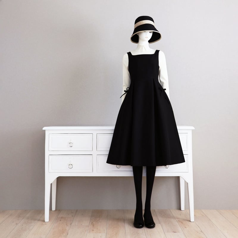 jolie mignonポケットリボン付きジャガードワンピース36 美品 jolie mignonポケットリボン付きジャガードワンピース36