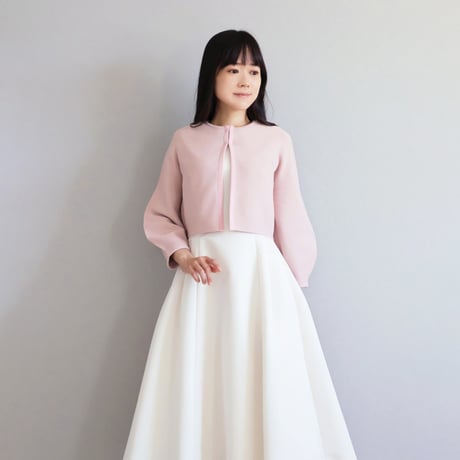 【ホールガーメント】グログランテープ使い 7分袖パフスリーブボレロ