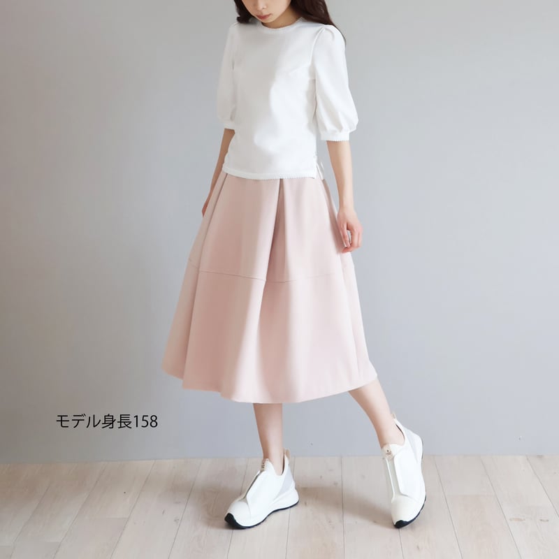 ロング丈】 ポケット付 ボックスタック 切り替えフレアスカート
