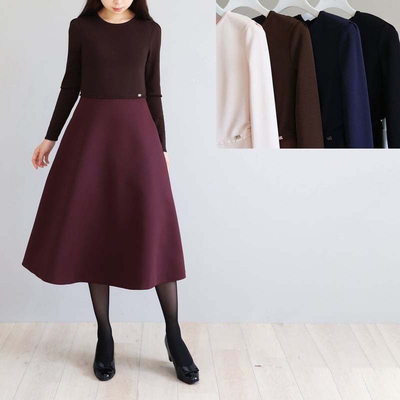 jolie mignon スタンダードカラードッキングワンピース マットグログラン 長袖ドッキングワンピース【JM2382BF】 | jolie mignon