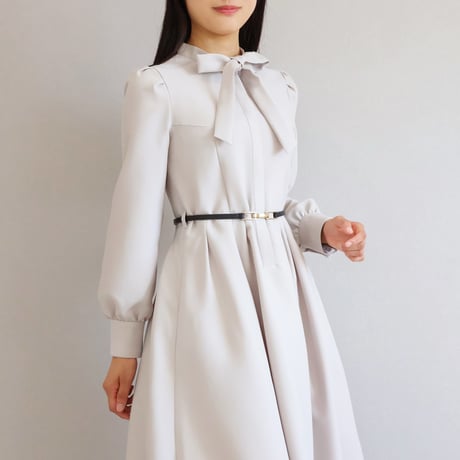 本革ベルト付き ボウタイ クラシカルワンピース【JM2394BF】