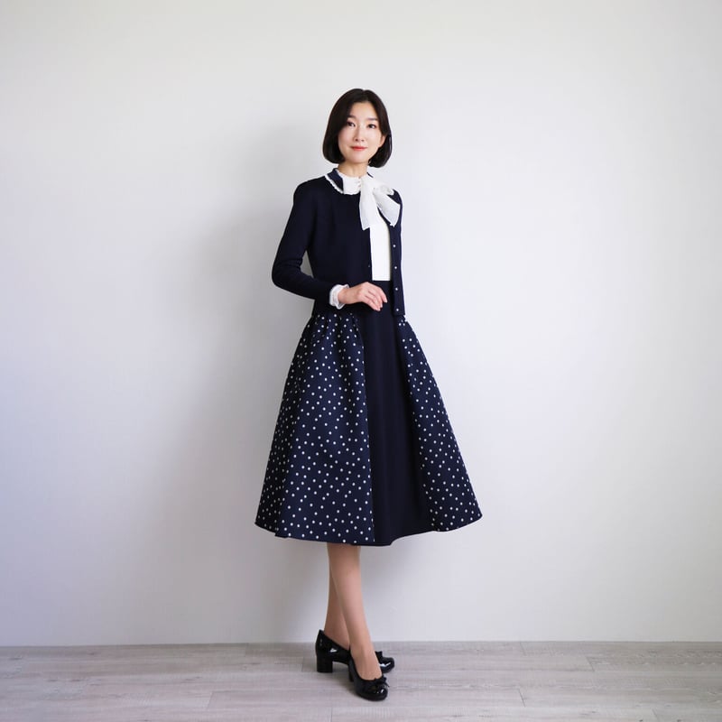 ストレッチハーフミラノ 編み襟付きカーディガン | jolie mignon 