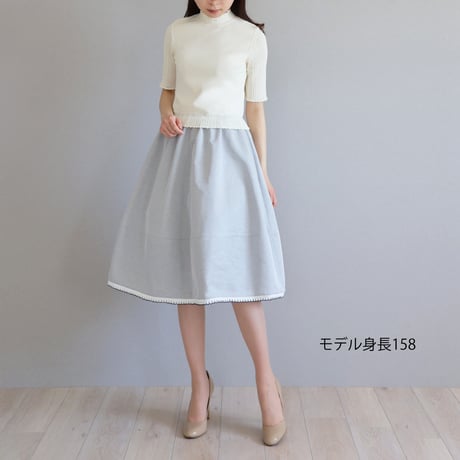 レース編み ハイネック 半袖ストレッチプルオーバー【JM1264BD】