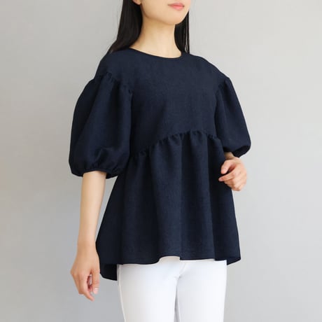 【M-StyleLuxeコラボ】バックリボン付き ペプラムトップス【JM1384BF】