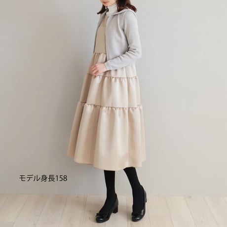 ワッシャーマットサテン ティアードワンピース【JM2335BD】