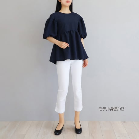 【M-StyleLuxeコラボ】バックリボン付き ペプラムトップス【JM1384BF】