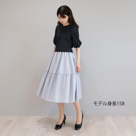 レース編み柄 パフスリーブ ストレッチTシャツ【JM1288BD】