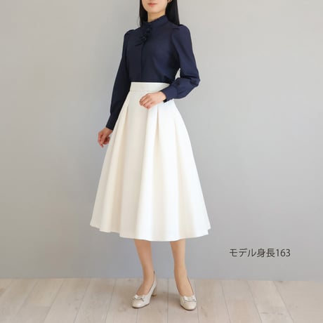 リボン付き スタンドカラークラシカルブラウス【JM1372BF】