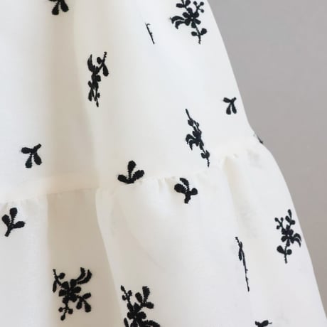 花柄北陸刺繍 スパンオーガンジー半袖ドッキングワンピース【JM1375BF】