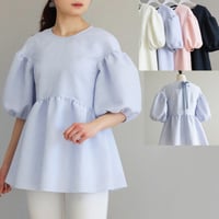 【M-StyleLuxeコラボ】バックリボン付き ペプラムトップス【JM1384BF】