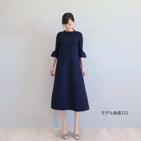 ホールガーメント パール付きベルスリーブ Aラインワンピース【JM1285BD】