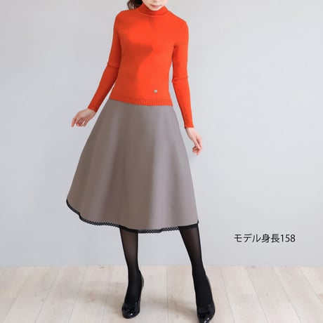 透かし編み柄 タートルネック ストレッチプルオーバー【JM2372BE】