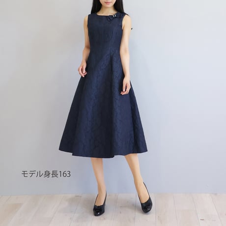 リボンブローチ付き プレミアムジャガードワンピース【JM2414BF】