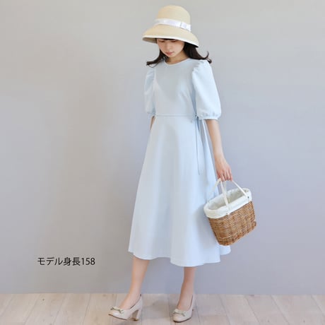 リネン風 パフスリーブリラックスワンピース【JM2344BE】