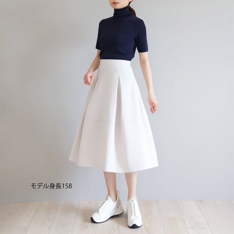 ロング丈】 ポケット付 ボックスタック 切り替えフレアスカート