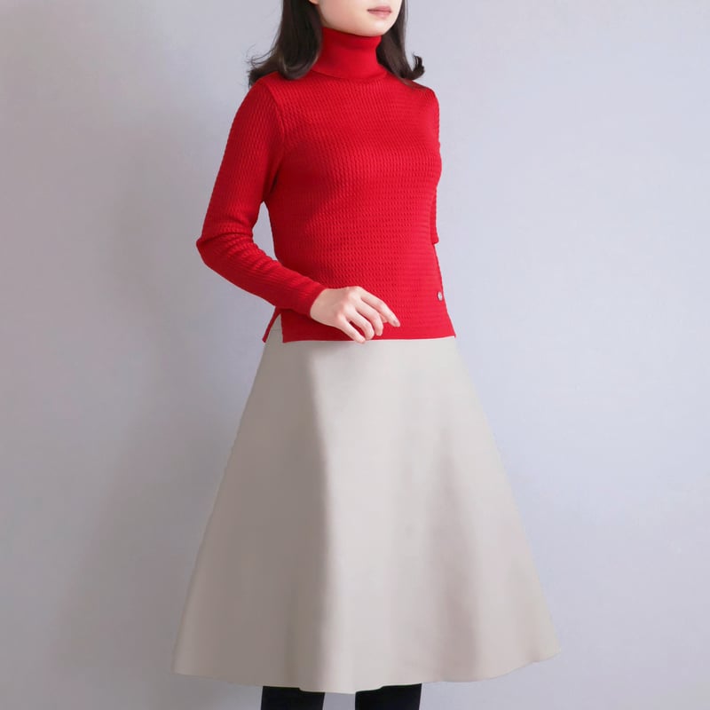 エアーウール 細ケーブル柄 タートルニットプルオーバー【JM2336BD