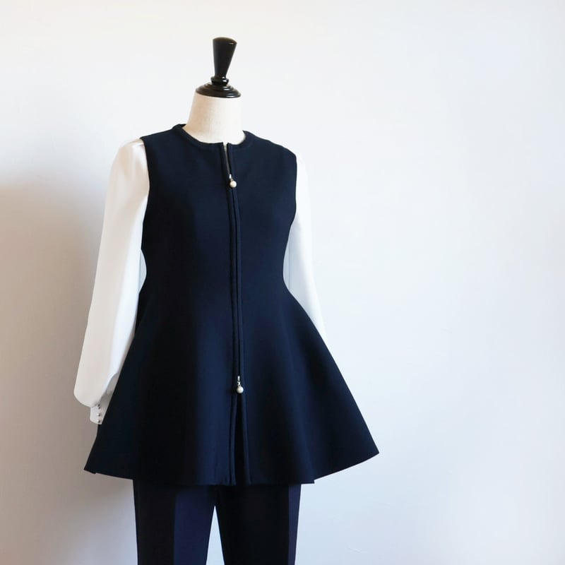 ホールガーメント オープンファスナー ペプラムジレ【JM1307BE