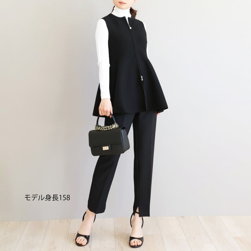 【完売品】ジョリーミニョン　オープンファスナーペプラムジレ　BK36 ホールガーメント オープンファスナー ペプラムジレ【JM1307BE