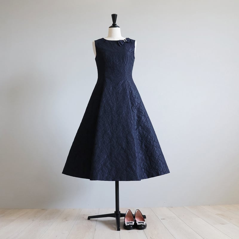 ジョリーミニョン　ポケットリボン付きジャガードワンピースjolie mignon ジョリーミニョン ポケットリボン付きジャガードワンピースjolie