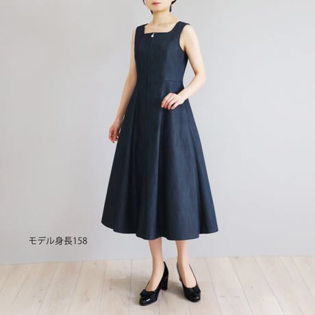パネルライン ジップアップデニムワンピース【JM1408BF】