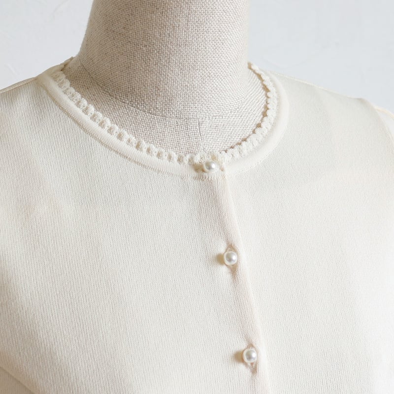 jolie mignon ふくれオーガンジ一使いミラノリブ編みガーディガン36