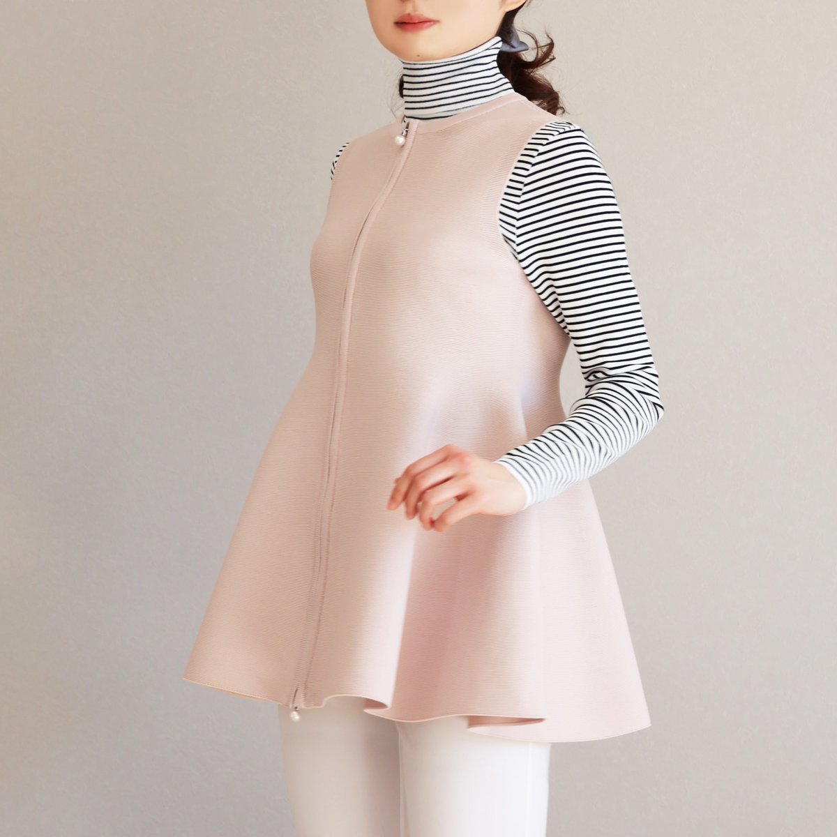 ホールガーメント オープンファスナー ペプラムジレ【JM1307BE