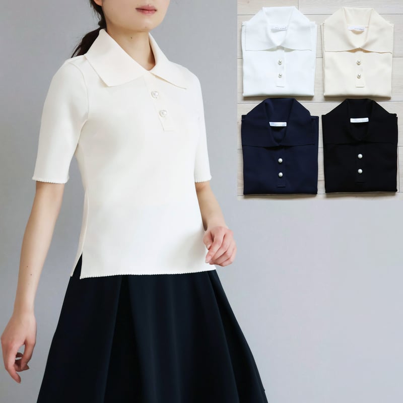 ポロ襟半袖 ストレッチプルオーバー【JM1358BE】 | jolie mignon