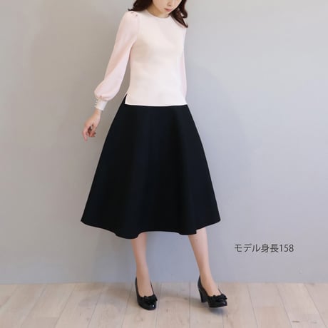 【ロング丈】形状回復ニットフレアスカート【JM2383BF】