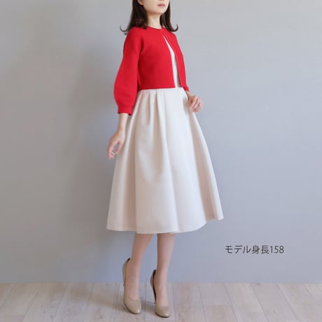 【ホールガーメント】グログランテープ使い 7分袖パフスリーブボレロ
