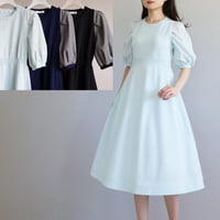 ホールガーメント 異素材ギンガムチェック パフスリーブワンピース【JM1262BD】