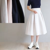 【ロング丈】 ポケット付 ボックスタック 切り替えフレアスカート【JM1332BE】