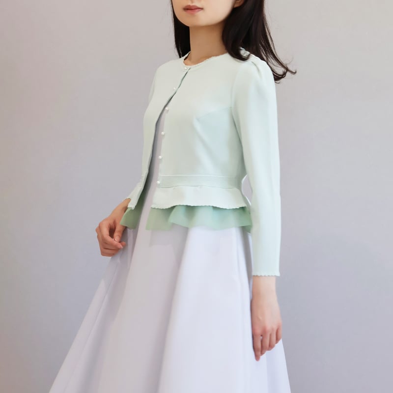 ふくれオーガンジー使い ハーフミラノリブ編み 7分袖  