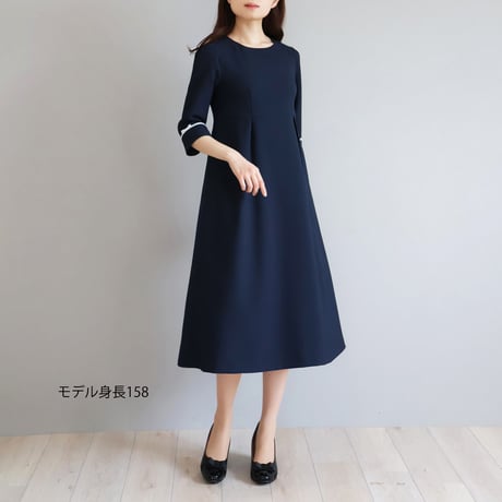 グログランリボン付き ハイウエスト切り替えワンピース【JM1355BE】