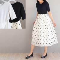 花柄北陸刺繍 スパンオーガンジー半袖ドッキングワンピース【JM1375BF】