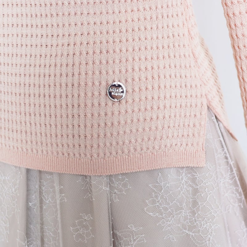 エアーウール 細ケーブル柄 タートルニットプルオーバー【JM2336BD