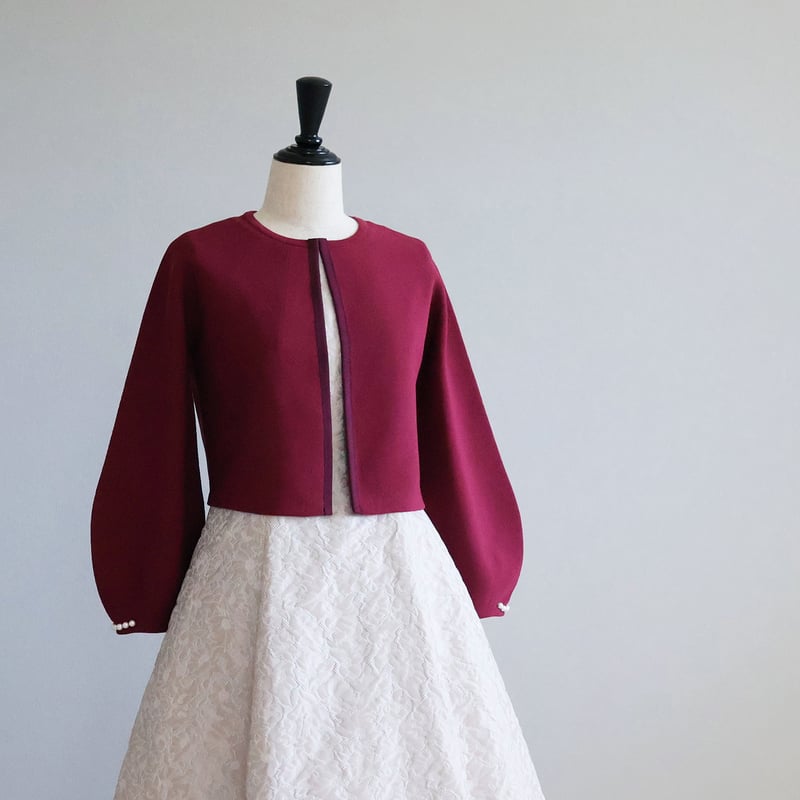 ホールガーメント 袖口パール付きパフスリーブボレロ【JM2396BF