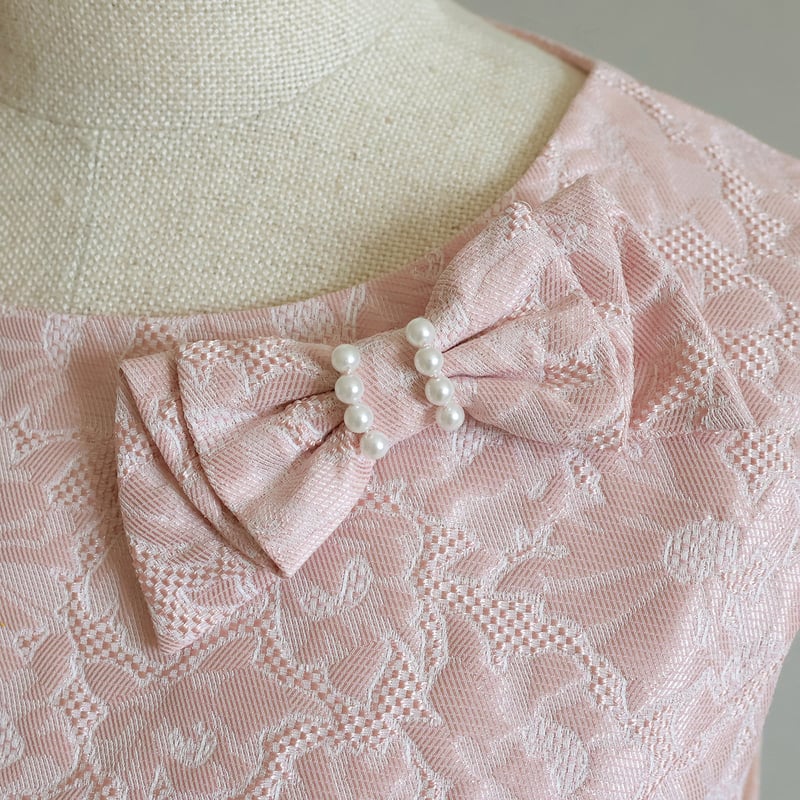 リボンブローチ付き プレミアムジャガードワンピース【JM2414BF