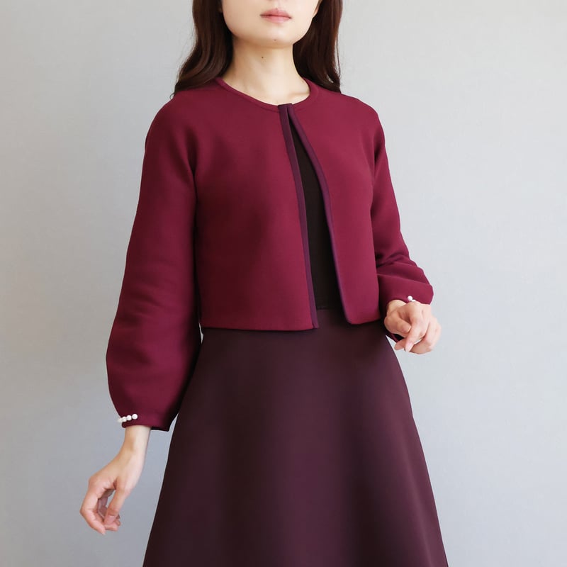 ホールガーメント 袖口パール付きパフスリーブボレロ【JM2396BF