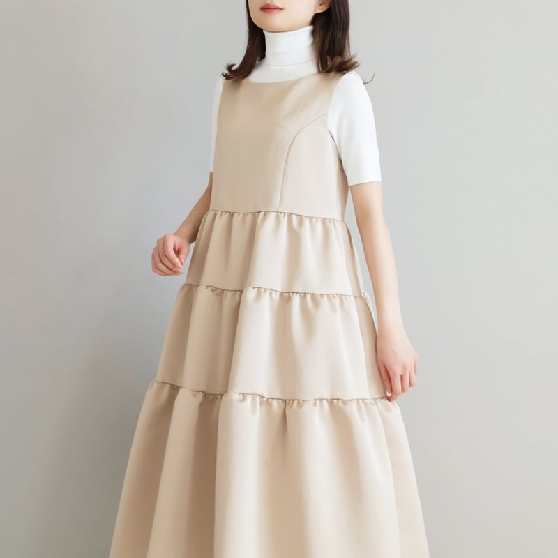 ワッシャーマットサテン ティアードワンピース【JM2335BD】 | jolie mignon 