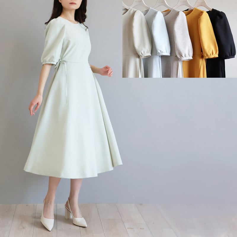 ジョリーミニョン　リネン風 パフスリーブリラックスワンピース リネン風 パフスリーブリラックスワンピース【JM2344BE