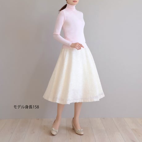 透かし編み柄 タートルネック ストレッチプルオーバー【JM2372BE】