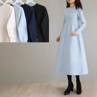 ホールガーメント ウエストタックプリーツ入り長袖ワンピース【JM2418BF】