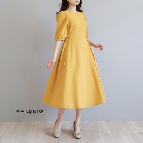 リネン風 パフスリーブリラックスワンピース【JM2344BE】