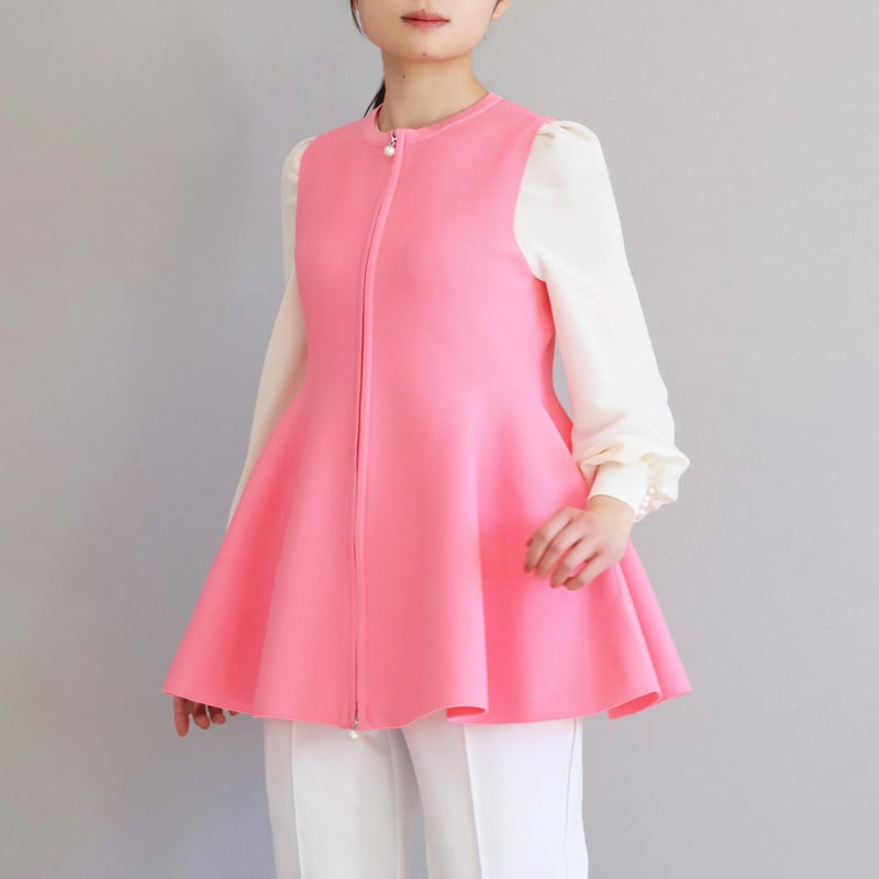 ホールガーメント オープンファスナー ペプラムジレ【JM1307BE