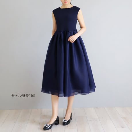 サテンオーガンジー使い ドッキングワンピース【JM1373BF】