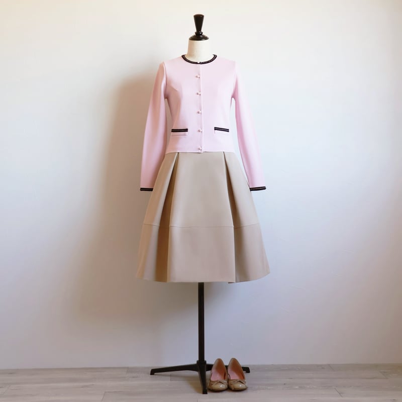 メゾンエシェルミラノリブバイカラーニットカーディガン