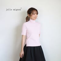 タートルネック　ストレッチ半袖プルオーバー