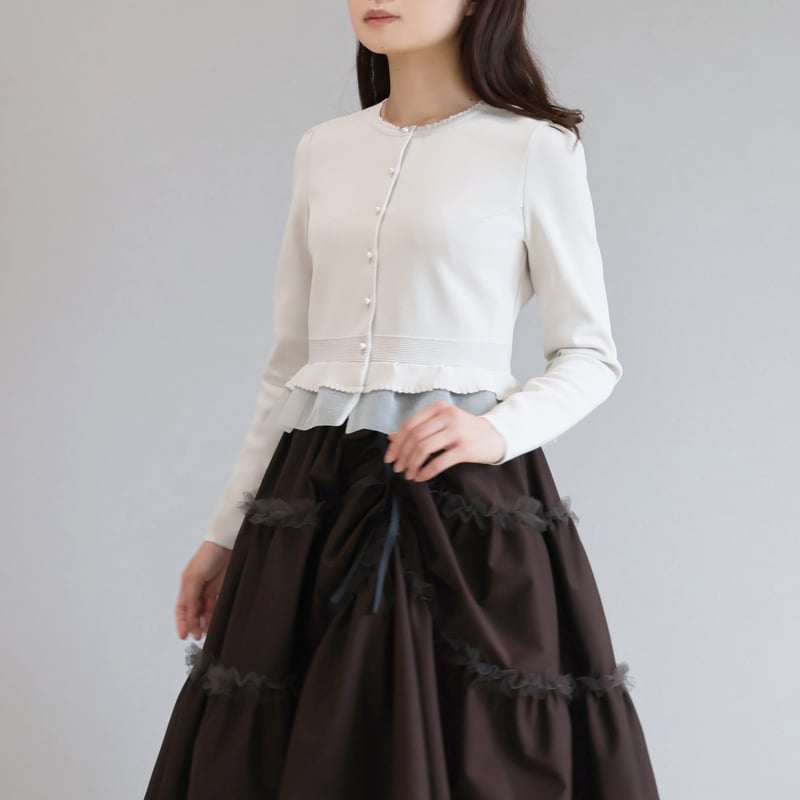 ジョリーミニョン（36）ふくれオーガンジー使い ミラノリブ編み 長袖