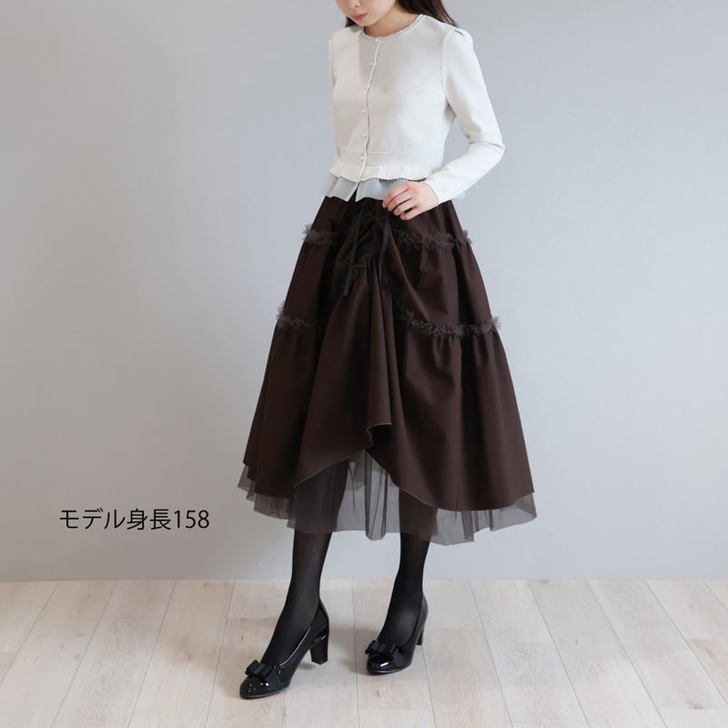 美品✨jolie mignon チュールレース ティアードスカート黒×アイボリー スカート カテゴリ商品一覧｜jolie mignon｜上質で洗練された大人の服